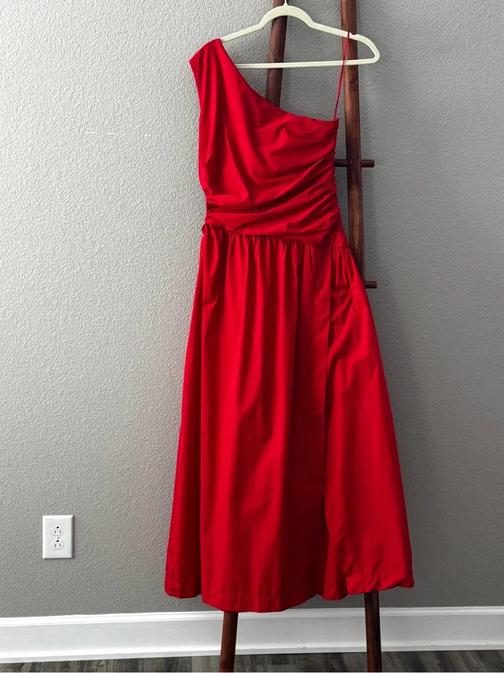 Abercrombie & Fitch Red One Shoulder Cutout Maxi Dress MP Medium Petite